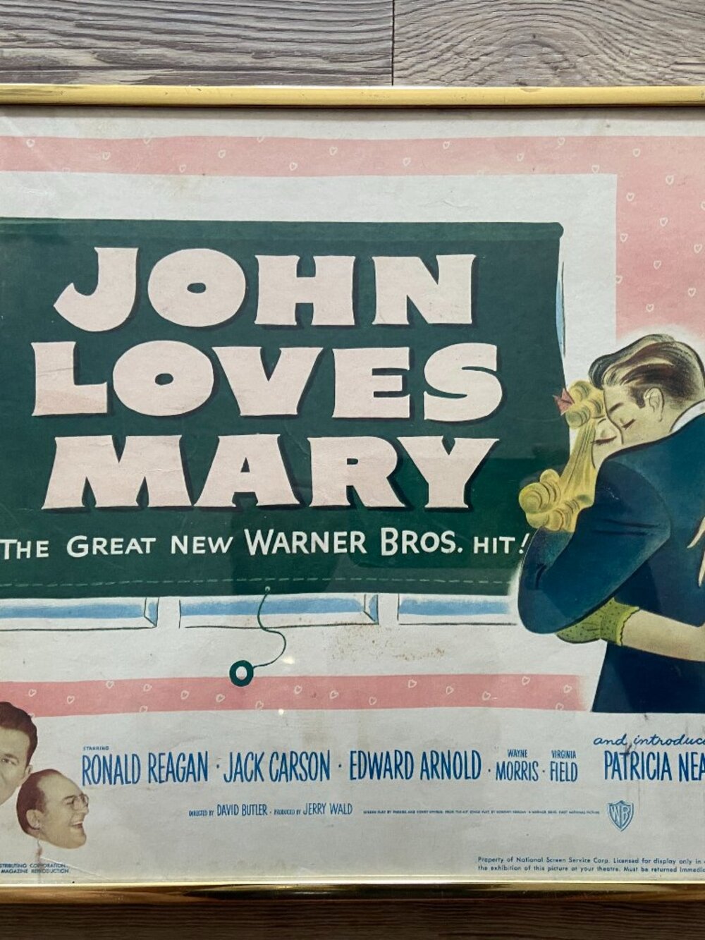 1949 FRAMED John Loves Mary Theater Lobby Title Card Ronald Reagan Patricia Neal